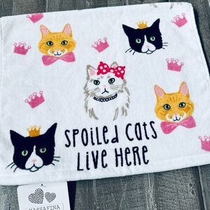 Spoiled Cats Live Here Cat Print Bathroom Hand Towel